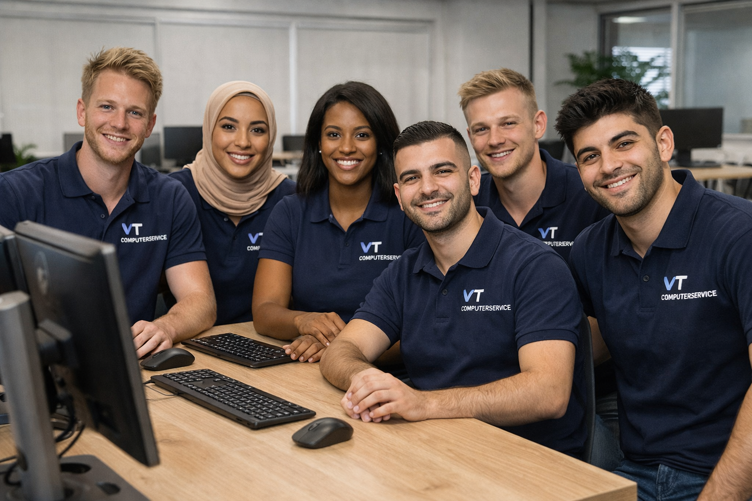 Team van VT Computerservice op kantoor
